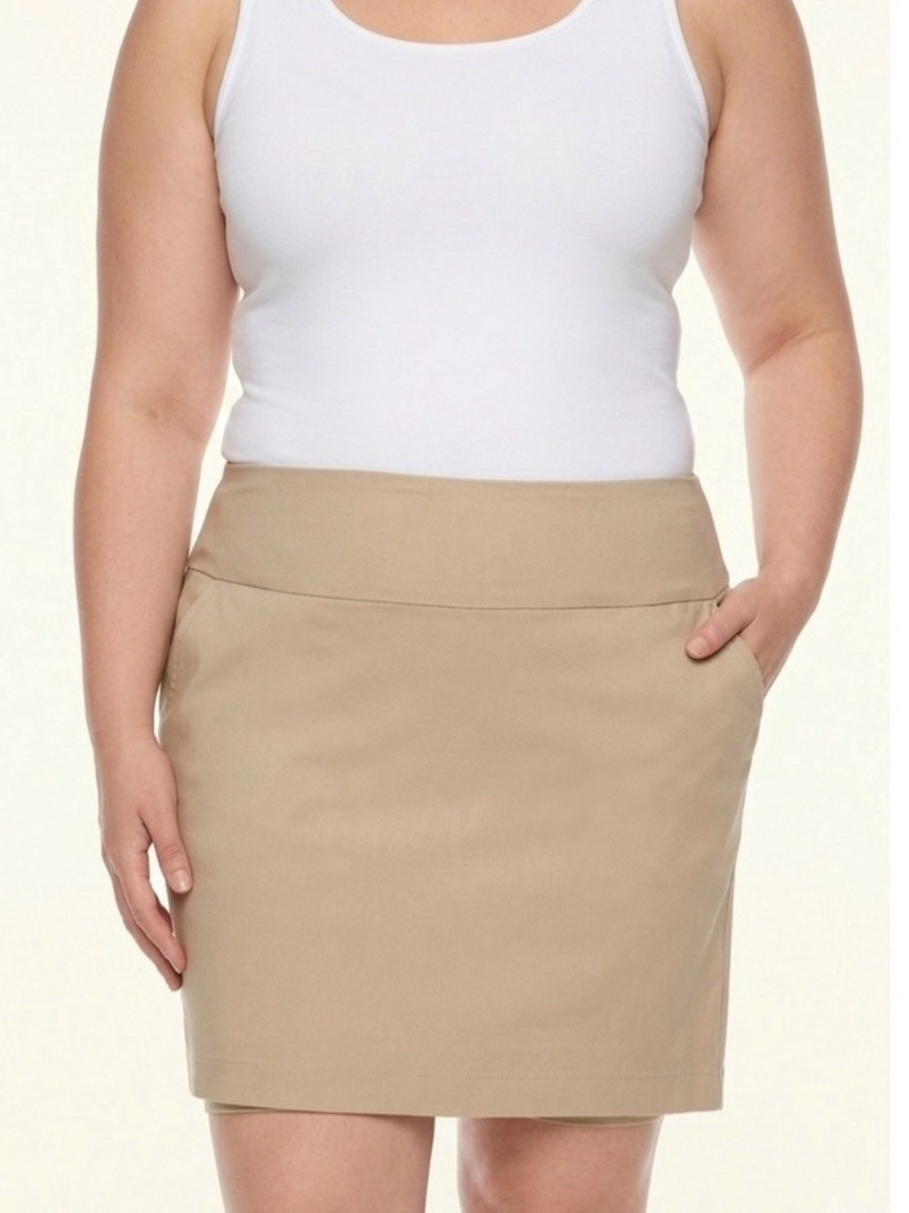 NWT-UP! Women's Easy Pull-On 360 Hidden Double Tummy Control Skort Tan Size XXL